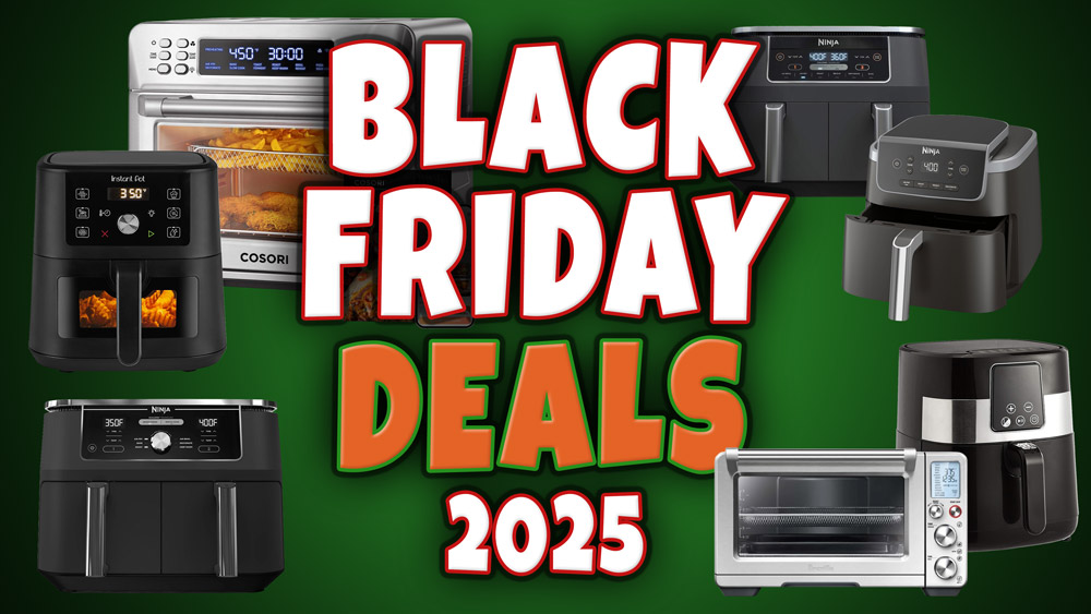 Various air fryers with sale announcement
