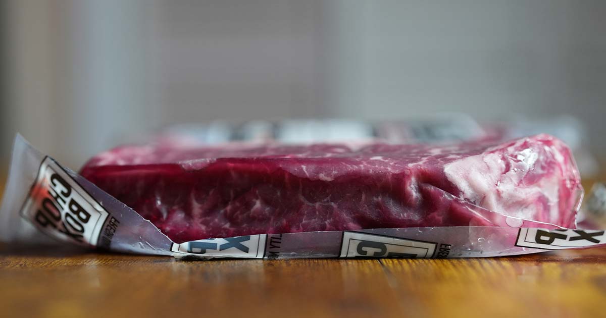 Chop Box raw ribeye steak in packaging