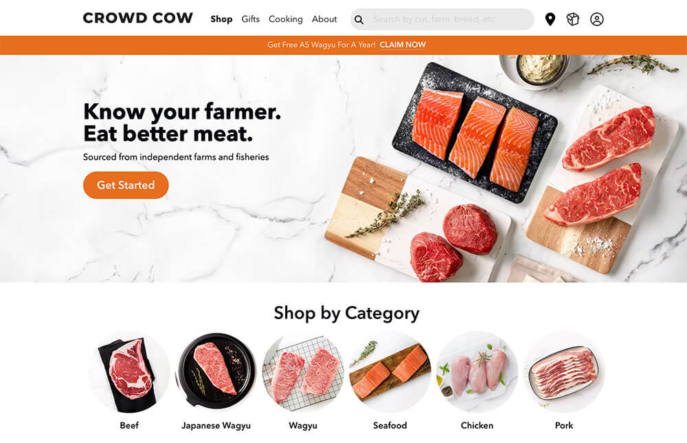 Crowd Cow Website Homepage