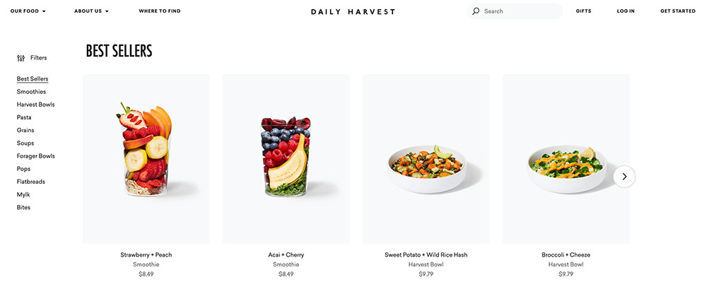 Daily Harvest Website Best Sellers