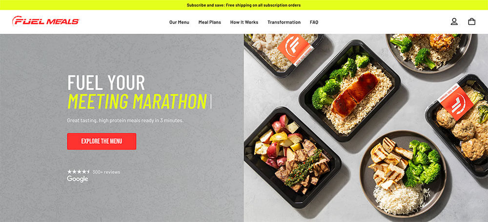 Fuel Meals Website Homepage