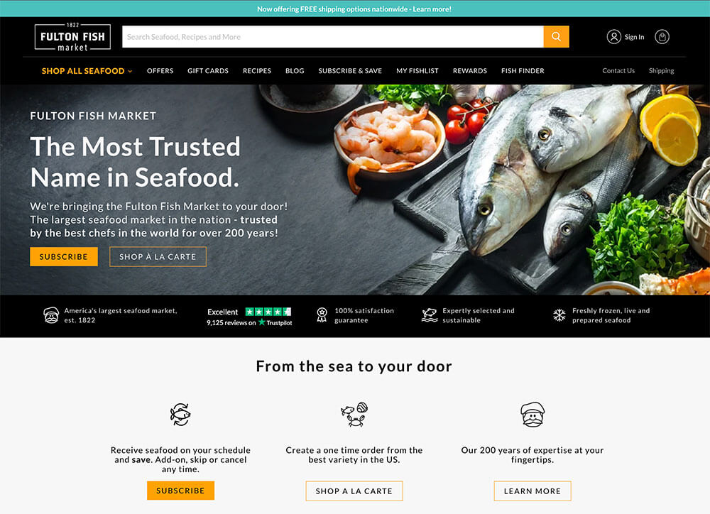 Fulton Fish Market Website Homepage