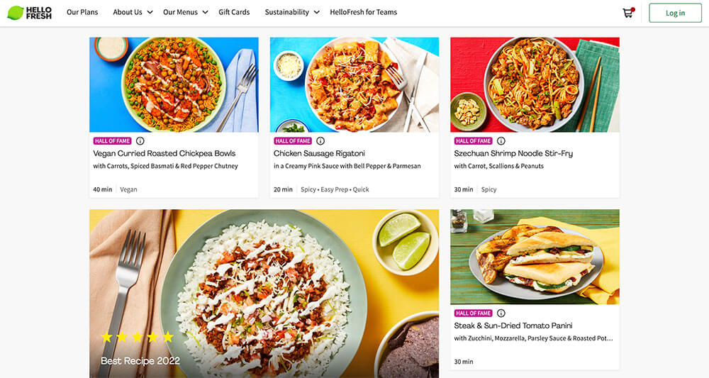 HelloFresh Meal Examples