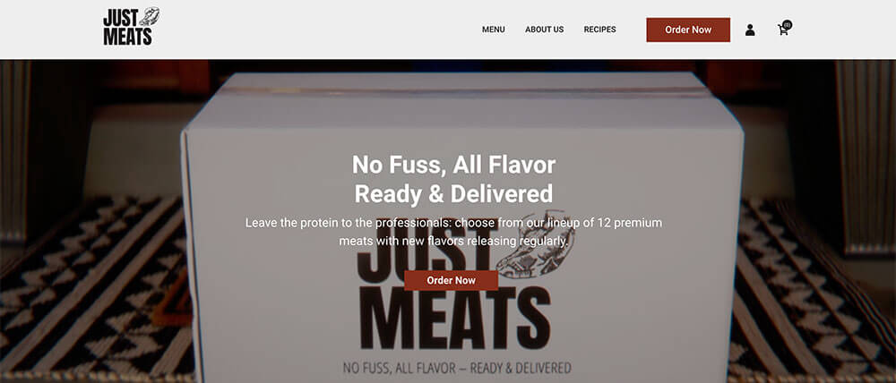 Just Meats Website Homepage