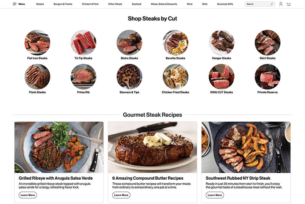 Omaha Steaks Cut Options