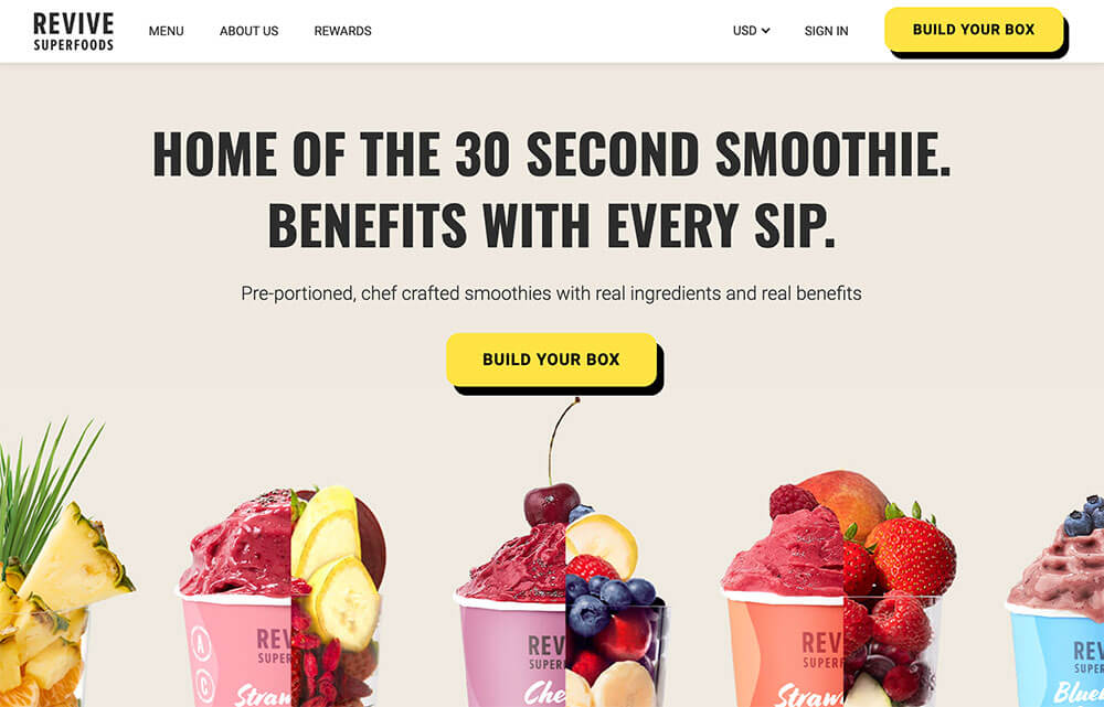 Revive Superfoods Website Homepage