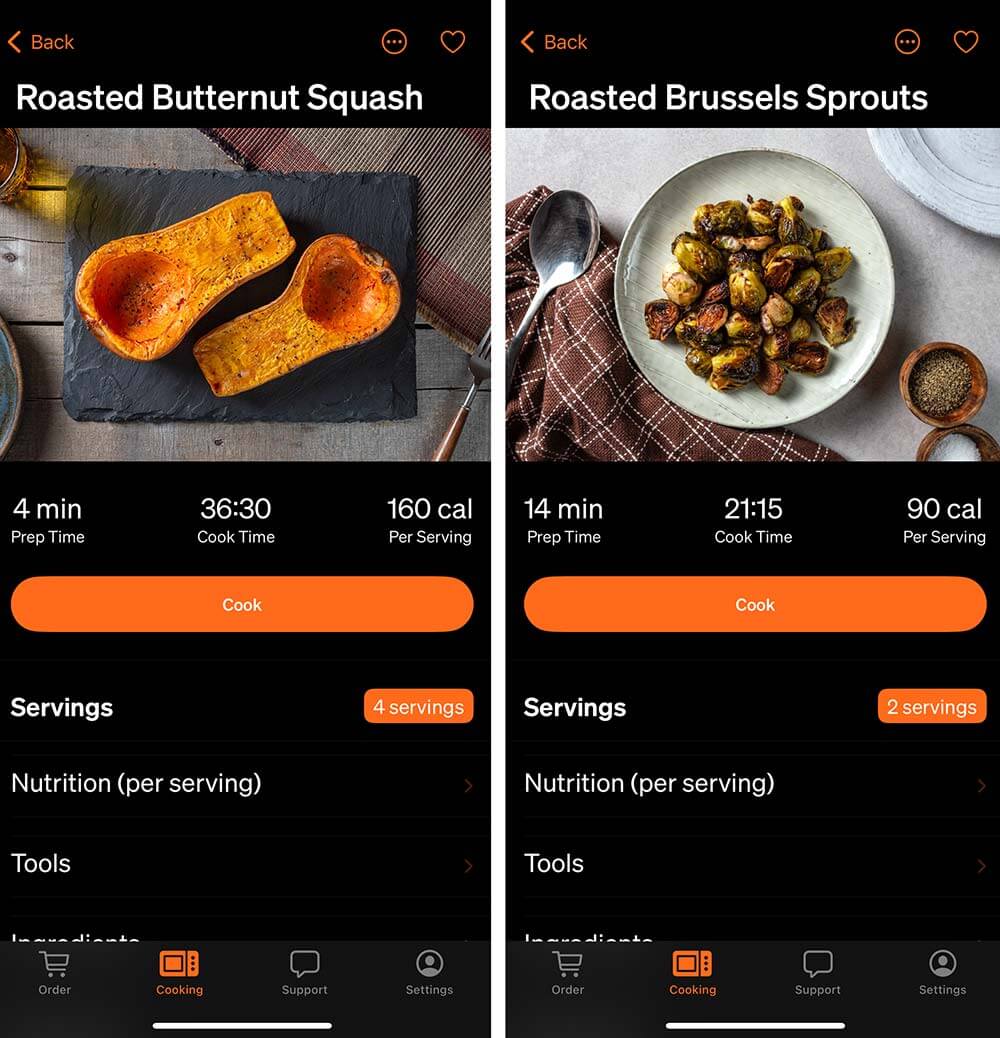 Tovala App - Roasted Butternut Squash and Brussel Sprouts Cook