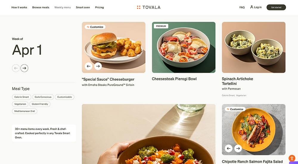 Tovala Weekly Menu - Week of April 1st