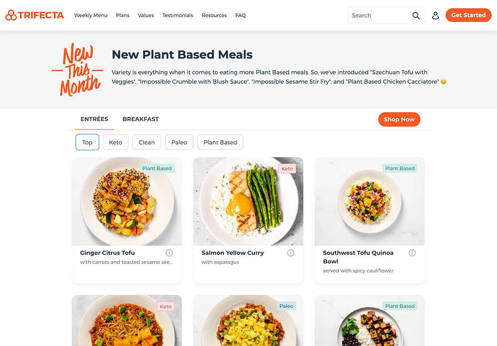 Trifecta New Plant Based Meals